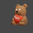 Render-Bear.png Knitted Bear with Heart Plush with Mom ou Mãe escrito - MULTICOLOR