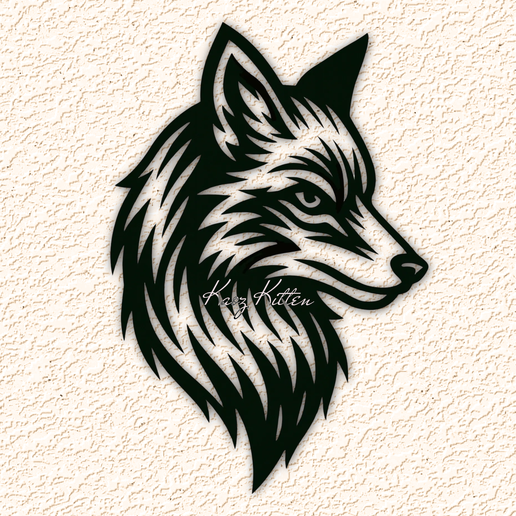 tribal wolf fox WALL ART HOME DECOR 3D model