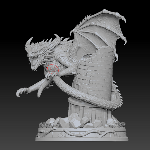 Dragon STL Miniature – The Last Guardian of the Fallen Tower / DnD Fantasy Diorama