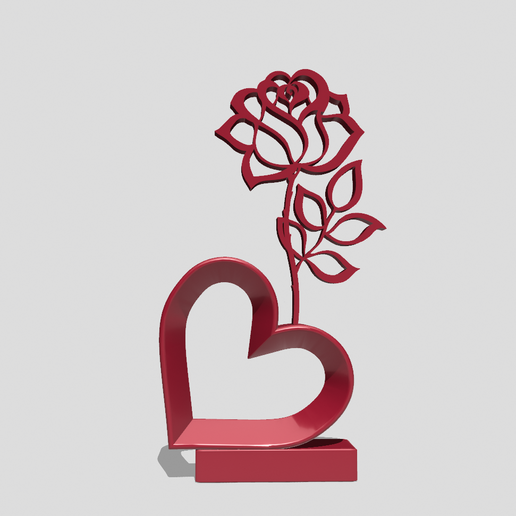 💜 Outline Simple Heart with rose, Romantic Love, Anniversary Gift