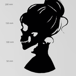 Screenshot-2023-10-01-212935.png STL file Wall tattoo Halloween skull of a woman・3D printer design to download