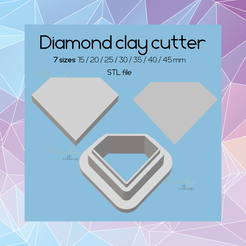 wy 7 J Diamond clay cutter 7 sizes: 15 /20/25/30/35/40/45mm STL file ~~ LY. Diamond clay cutter | Digital STL file | sharp cutter | 7 sizes | polymer clay cutter