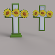 SUNFLOWER-CROSS-KEY-TAG-AND-FREESTANDING-CROSS-1.png Free STL file Christian cross with stand and key Tag/Tote Bag Tag (2 versions- 3 files))・3D printable object to download