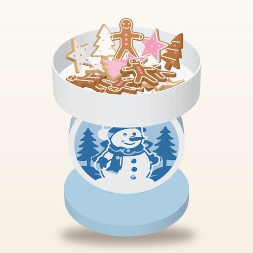 Christmas Raised Trinket Tray — Snowman Tree