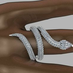3.jpg Archivo STL anillo de serpiente en oro con diamantes modelo de impresión 3D modelo de impresión 3D・Objeto imprimible en 3D para descargar