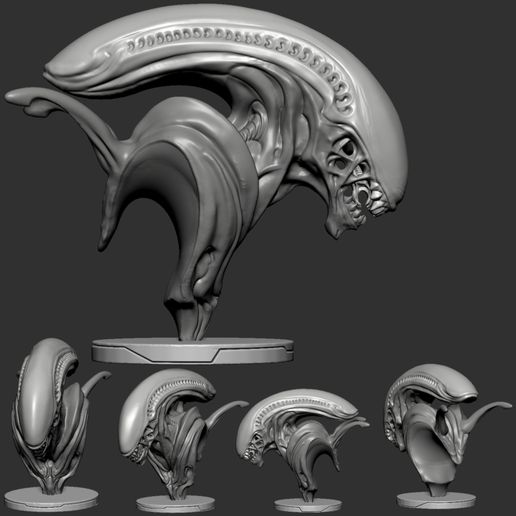 👽 alien xenomorph-bust・ OBJ File for ・Cults