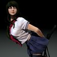Camera03.jpg anime JK girl with sword -cute female-shy Japanese JK -school uniform  -3D print model