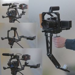 Crosse_Montage1.jpg STL-Datei Schulterstütze Käfig Stabilisator für DSLR Typ GH4, 5D kostenlos・3D-Druck-Modell zum herunterladen