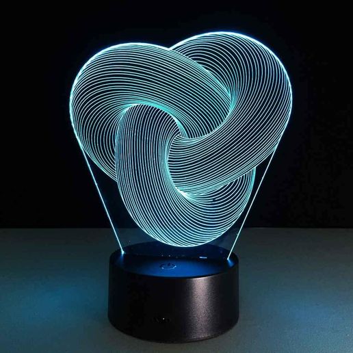💡 abstract knot optical illusion 3d lamp vector files acrylic led night light laser engrave dxf svg ai template 3D model