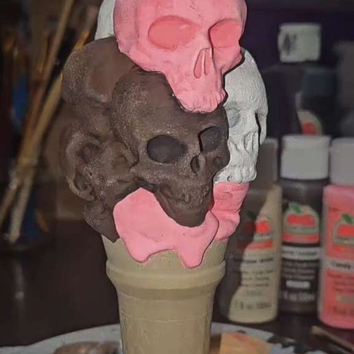 iscream4.jpg I Scream Cone PRINT IN PLACE Ice cream monster by Pretzel Prints Skull dessert