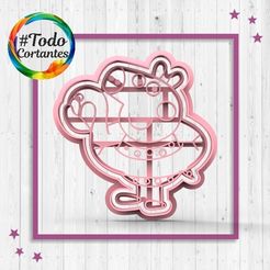 1951-Peppa-flotador.102.jpg STL file Peppa Pig cutter with flower cutter・Model to download and 3D print