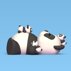 Panda-and-Babies1.png Fichier 3D Panda et bébés・Objet pour impression 3D à télécharger