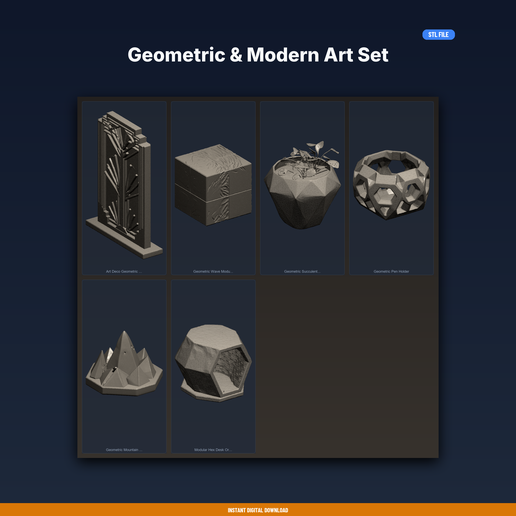 Geometric & Modern Art Set - 6-Model STL Bundle