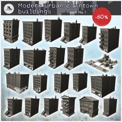 WB-GD-P01-Urban-modern-buildings-pack-No.-1.jpg 3D file Modern urban downtown buildings pack No. 1 - Downtown Modern WW2 WW1 World War Diaroma Wargaming RPG・3D printer model to download