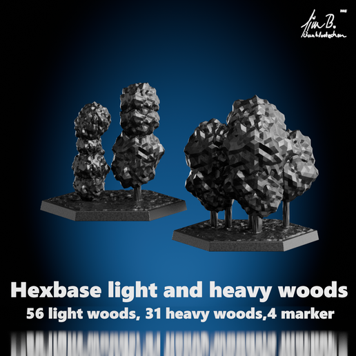Hex-Base light and heavy woods with marker for 6mm Tabletop