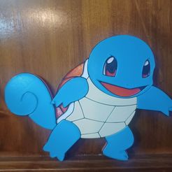 squirtle.jpg STL file Squirtle Wall Art with keyhole in Full Color・3D print design to download