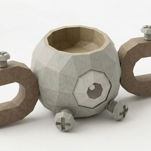 Cute Sleeping MAGNEMITE Planter – Low Poly Style – Easy Print STL