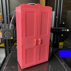 IMG_7082.jpeg Free STL file Barbie Armoire - Shoe cabinet with print-in-place doors・3D printer design to download