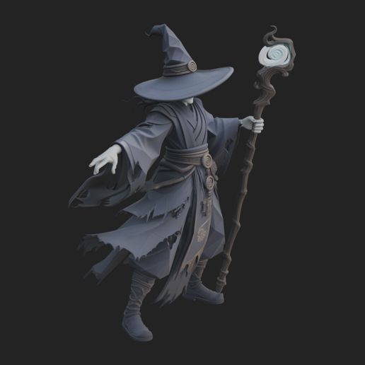 Witch Hat Sorcerer Statue Design 2 - 3D Print Model