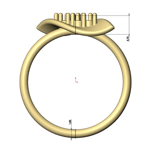 Side-TRi-cluster-Twisted-leaf-H-fashion-ring-size6to9-08.jpg Наклоненная вбок витая полоса с бриллиантовым кластетом и листьями Размеры США 6to9 3D-печатная модель