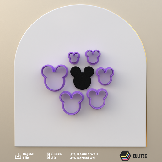 POLYMER CLAY CUTTERS Mickey Mouse *6 size 2 version cut/EULITEC.COM/CC/COPYRIGHTED LICENSE 3D model