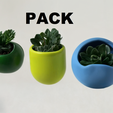 wall_pots_3d_stl_free_3models2.png Pack Wall Mounted Pots with Ant-drip system (with Support Free) / Wall mounted