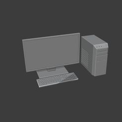 Main.jpg OBJ file 1:64 Scale Desktop Computer Setup - Computer, Monitor, Keyboard・3D printing template to download