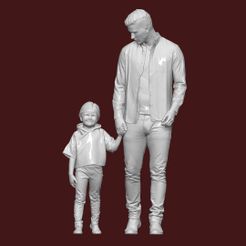 DOWNSIZEMINIS_man_withchild01.jpg STL file 1:43 MAN WITH CHILD FOR DIORAMA・3D print design to download