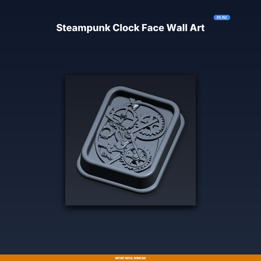 Steampunk Clock Face Wall Art - 3D Printable STL File