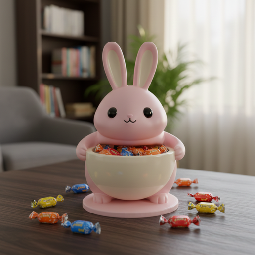 Cute Bunny Shape Toffee & Chocolate Holder STL | Easter Candy Container