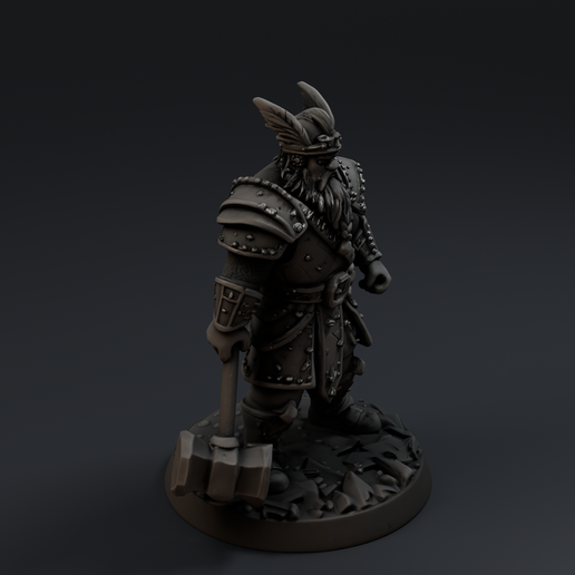 Dwarf Warrior II 3D printable STL miniature