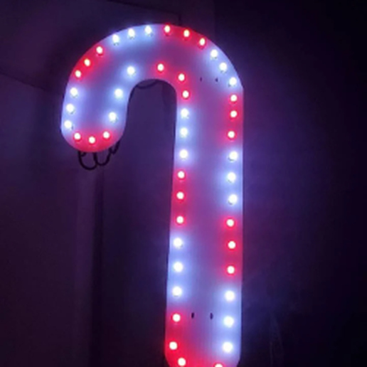 Archivo 3D candy cane ws2811 cut file 50 pixel coro laser file ai, dxf