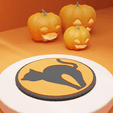 0001.png Posavasos de Halloween Gato Negro - STL, STEP, FBX | Archivo digital | 90mm Drinkware & Spooky Decor | Archivos de impresión 3D