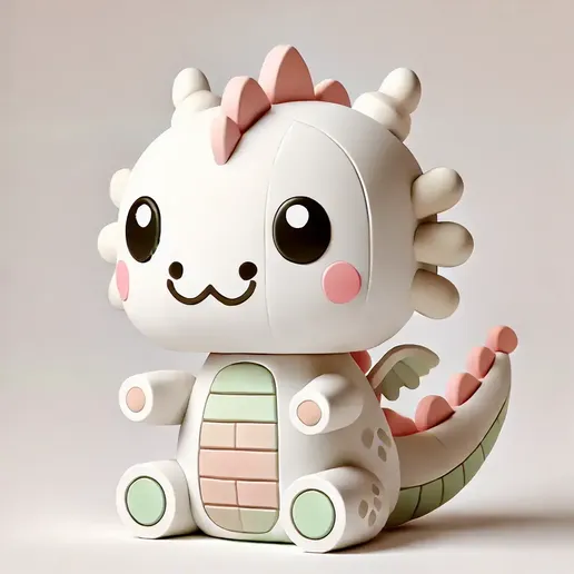 Chibi-style dragon figure 3D model