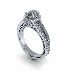 1.jpg Файл STL Обручальное кольцо Verragio с бриллиантом R2・Модель для загрузки и 3D печати