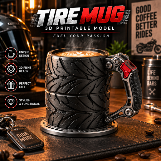Tire Mug – Motorcycle & Automotive Coffee Cup STL