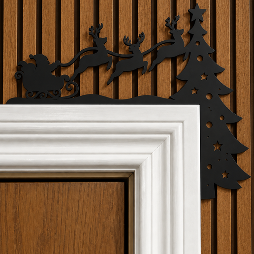 Santa Claus  Reindeer Corner Wall Decor – Christmas 3D