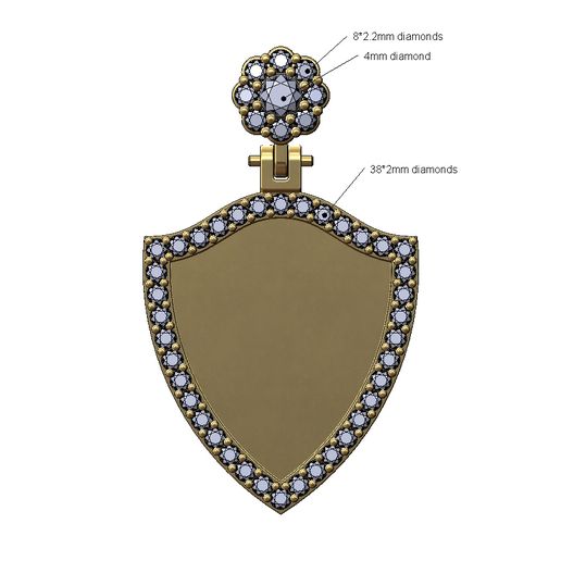 Diamond-Shield-pendant-flower-bail-cluster-01.jpg Diamond shield flower cluster bail pendant 3D print model