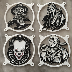 IMG_0349.png 4 Covers de ventiladores para ordenadores , pc fan covers jason, freddy, ghost face , pennywise, 120mm