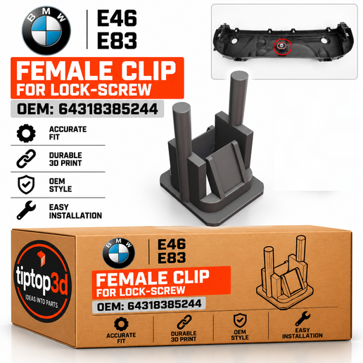 BMW E46 / E83 Microfilter Lock-Screw Female Clip 64318385244 – 3D Printable Replacement