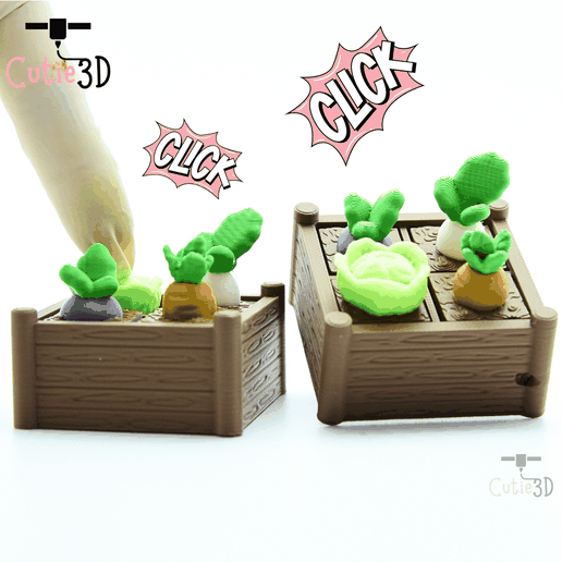 Cutie3D Spring Vegetable Bed Fidget Clicker Keychain - Cute Backpack Keychain