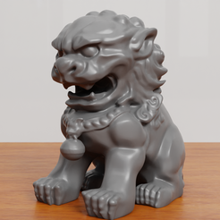 7.png Fichier STL Lions impériaux gardiens - Chiens lions - Chiens Fu - Lion chinois・Plan à imprimer en 3D à télécharger