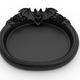 4.png Gothic Bat & Rose Jewelry Tray STL – Dark Trinket Dish for 3D Printing