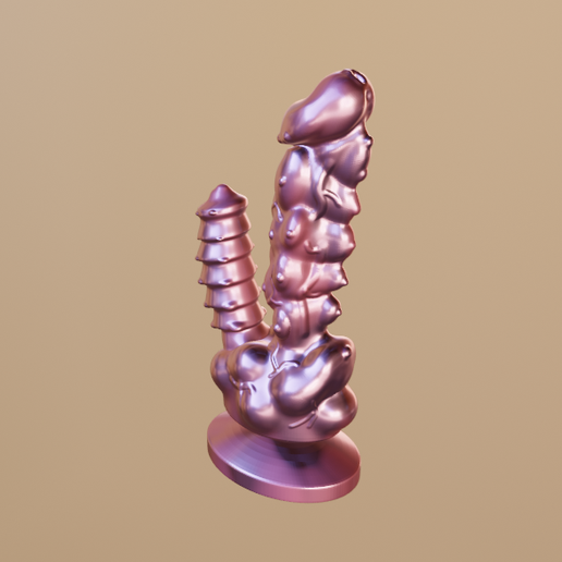Monstrse Doppelpenetration (Doppelmonster-Dildo) STL Datei fr  3D-DruckCults