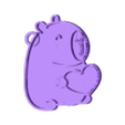 Capy corazon.stl capybara heart keychain