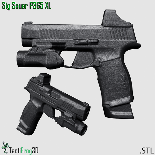 Sig Sauer P365XL Full Size 1:1 3D Scan Replica | Prop, Non-Functional STL Sig P365