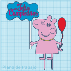 Sin-título.png Archivo STL Topper "Feliz cumpleaños de Peppa"・Modelo de impresión 3D para descargar