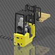 SFL05.jpg N Scale Small Forklift with Female Driver and Wood Pallet