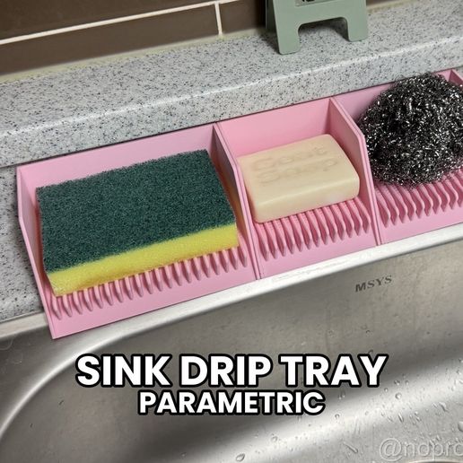 Customizable Sink Drip Tray for Sponges and Soap - Parametric Design