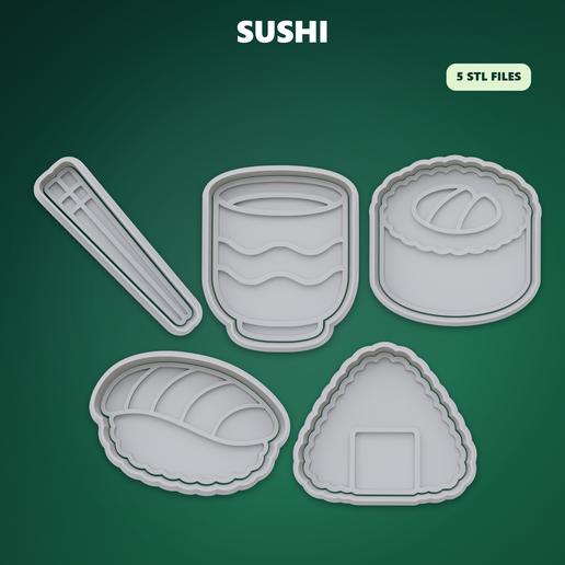 Sushi Cookie Cutter Kit STL – 3D Print Biscuit Mold Set